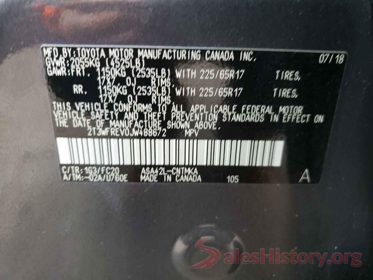 2T3WFREV0JW488672 2018 TOYOTA RAV4