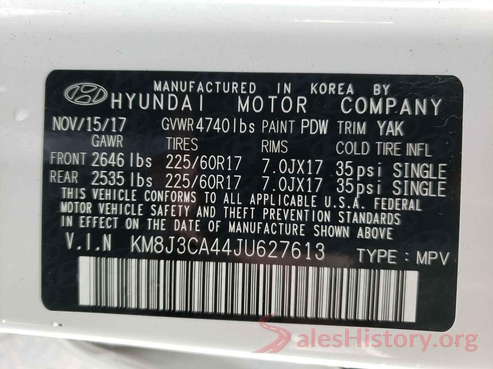 KM8J3CA44JU627613 2018 HYUNDAI TUCSON