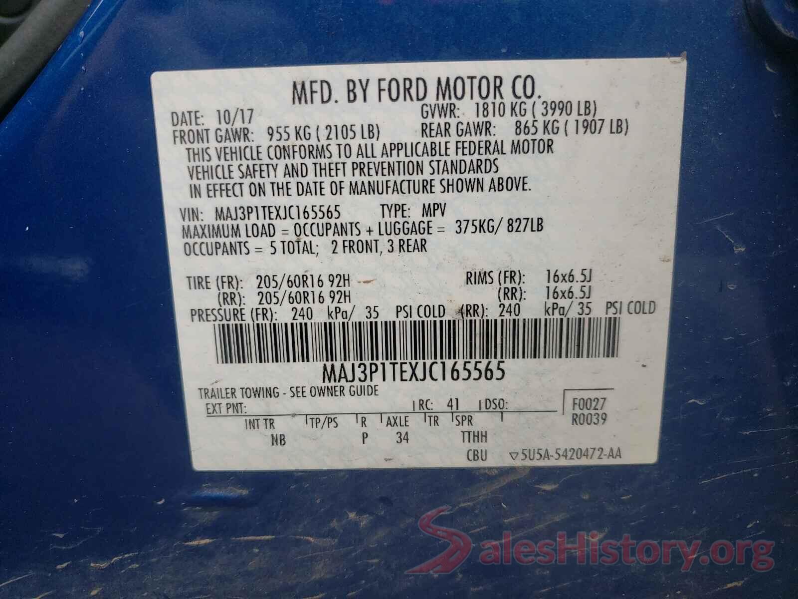 MAJ3P1TEXJC165565 2018 FORD ALL OTHER