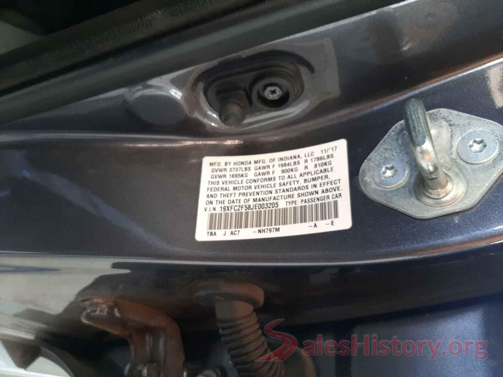 19XFC2F58JE003205 2018 HONDA CIVIC