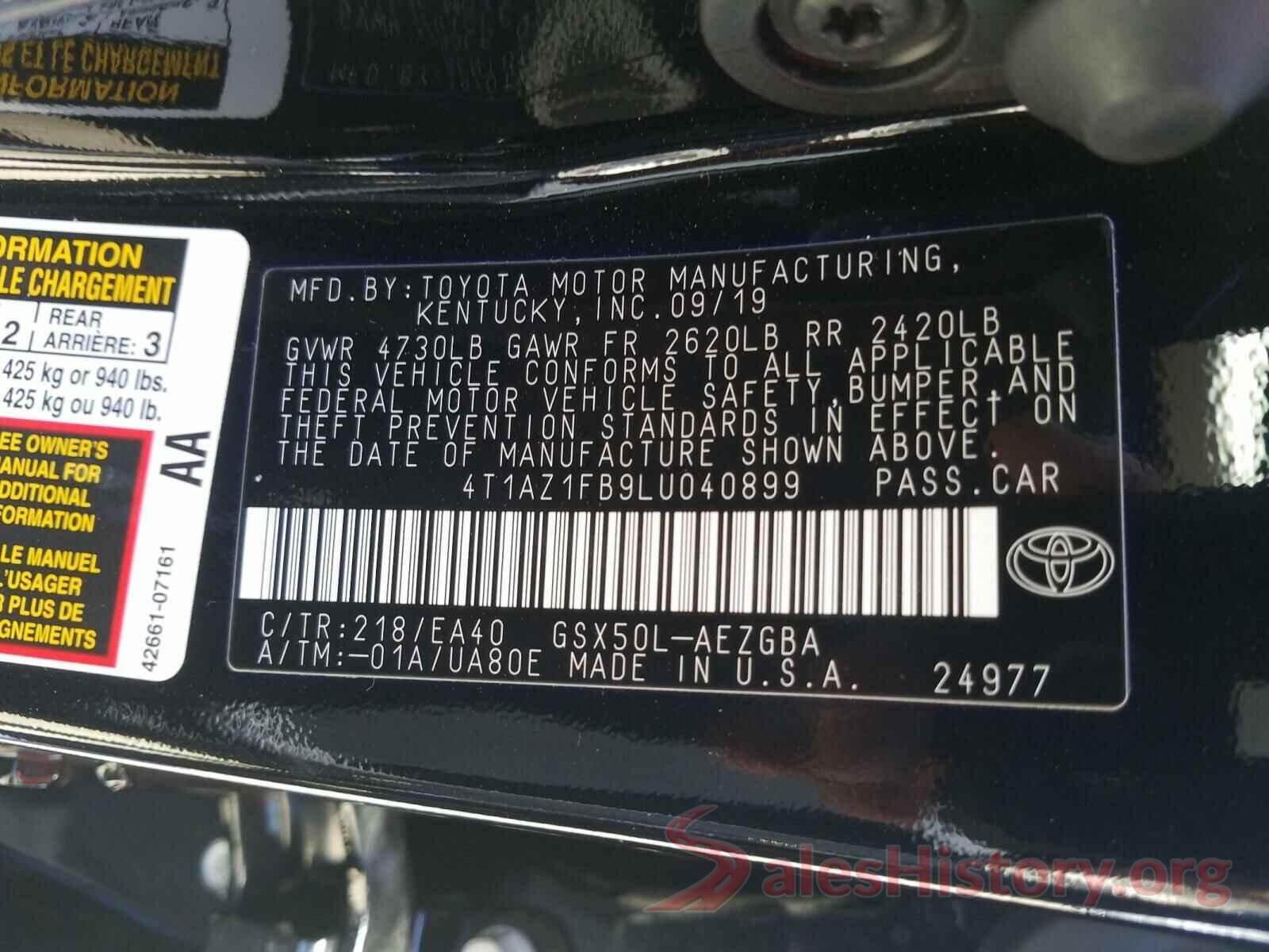 4T1AZ1FB9LU040899 2020 TOYOTA AVALON