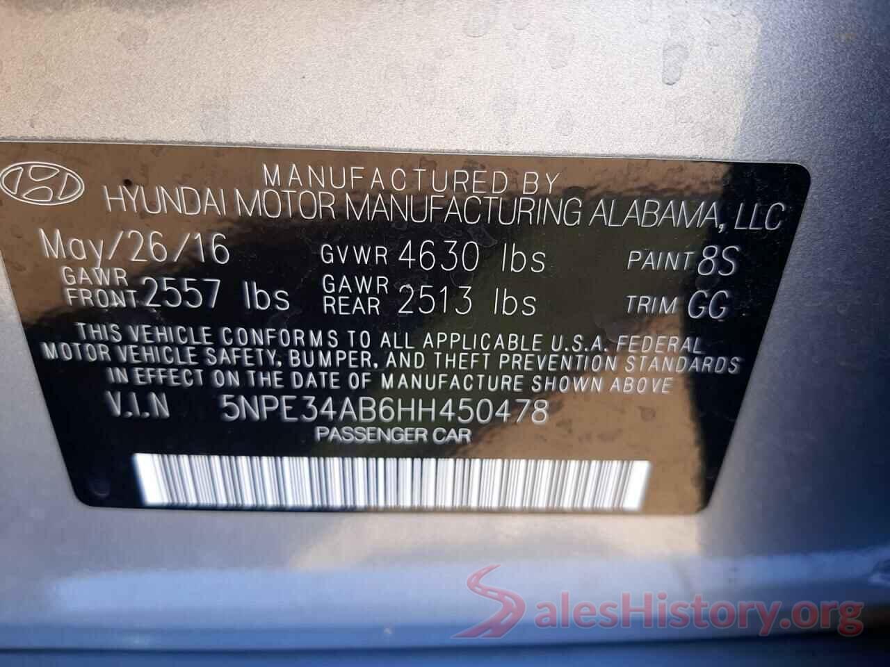 5NPE34AB6HH450478 2017 HYUNDAI SONATA