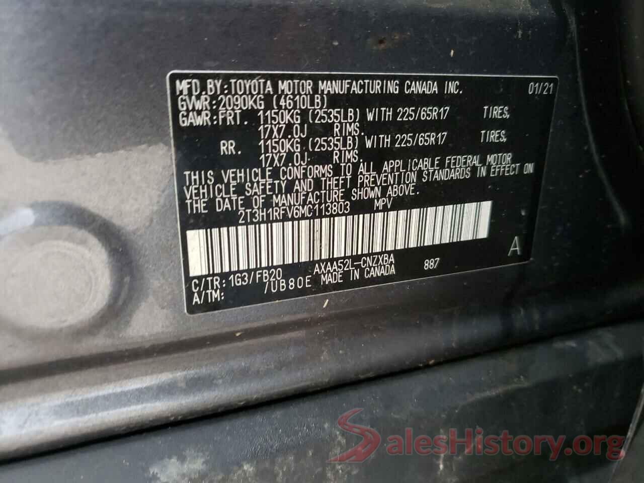 2T3H1RFV6MC113803 2021 TOYOTA RAV4