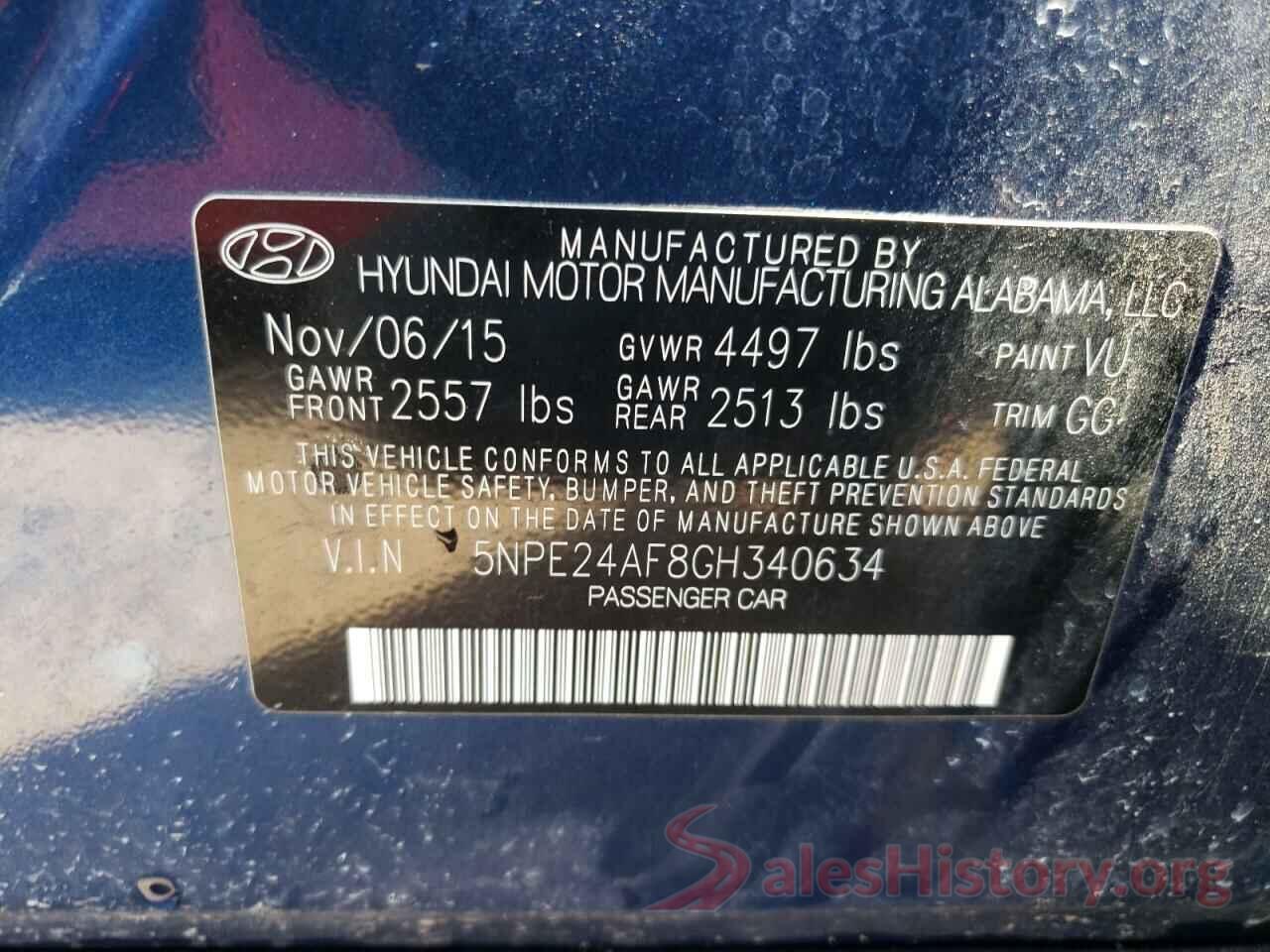 5NPE24AF8GH340634 2016 HYUNDAI SONATA