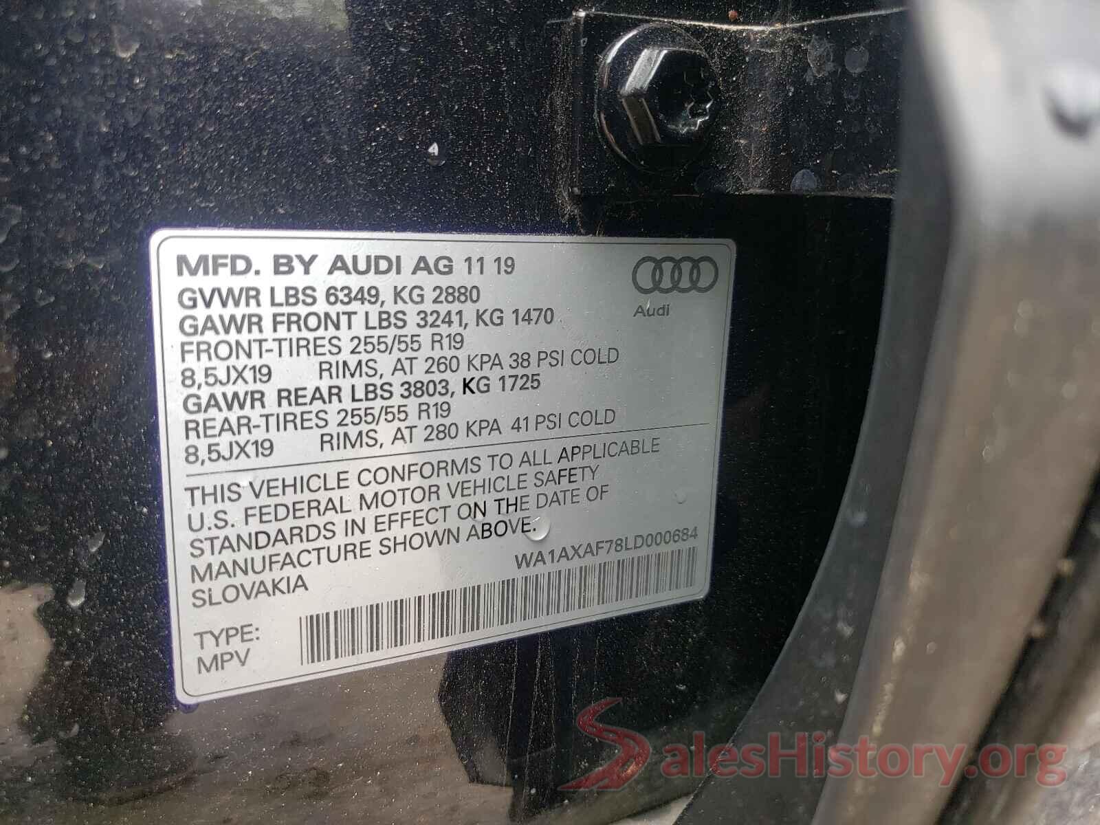 WA1AXAF78LD000684 2020 AUDI Q7