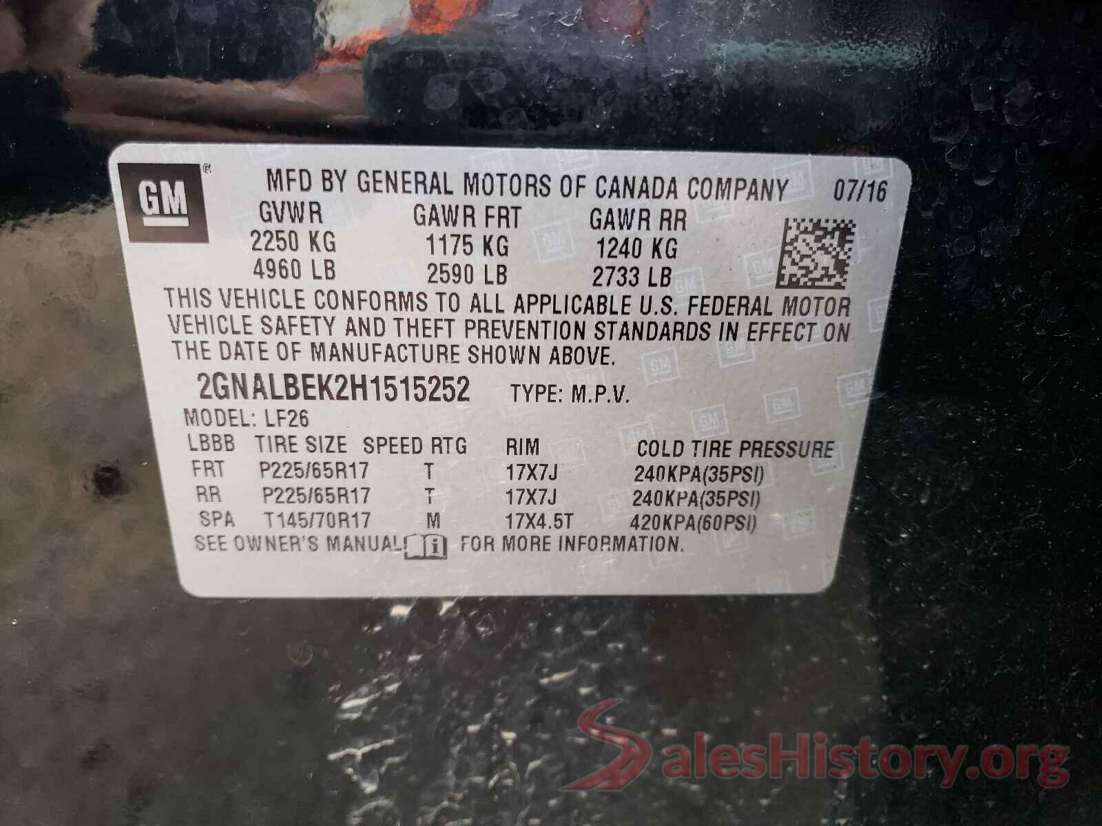 2GNALBEK2H1515252 2017 CHEVROLET EQUINOX