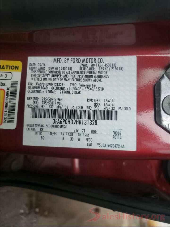 3FA6P0HD9HR131328 2017 FORD FUSION