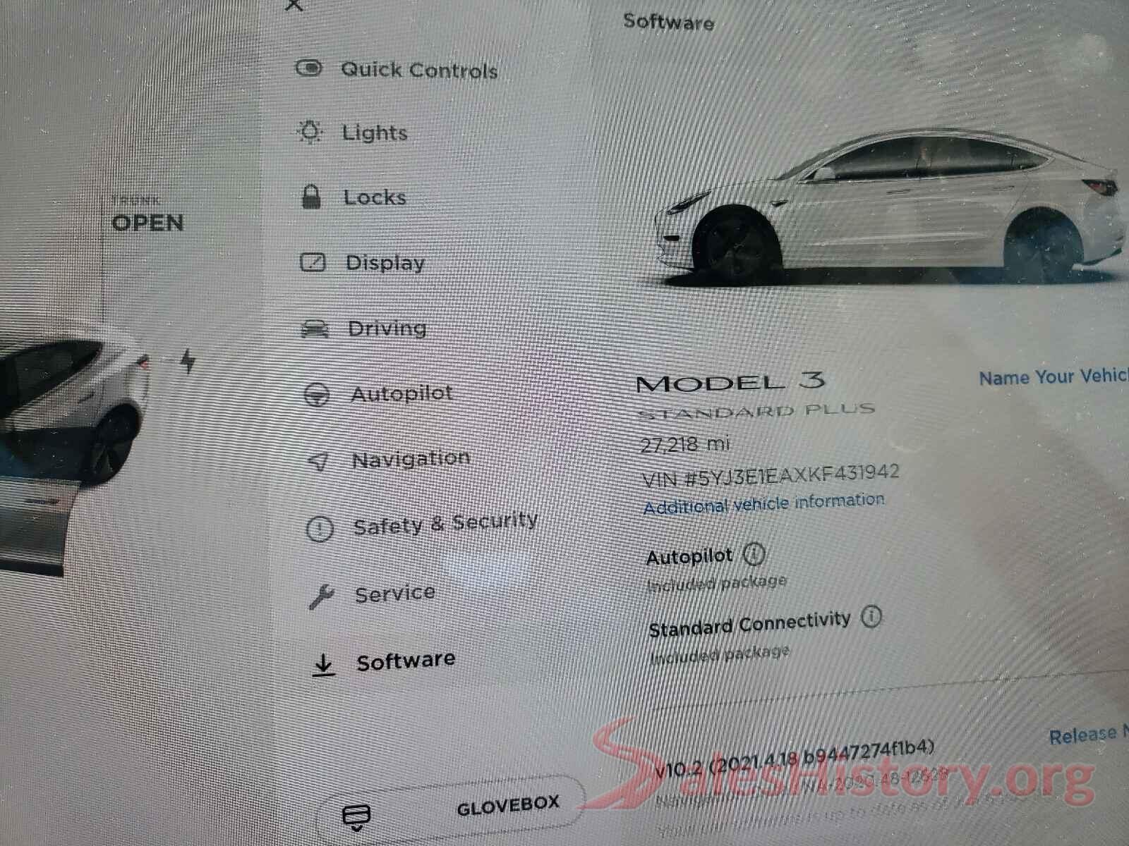 5YJ3E1EAXKF431942 2019 TESLA MODEL 3