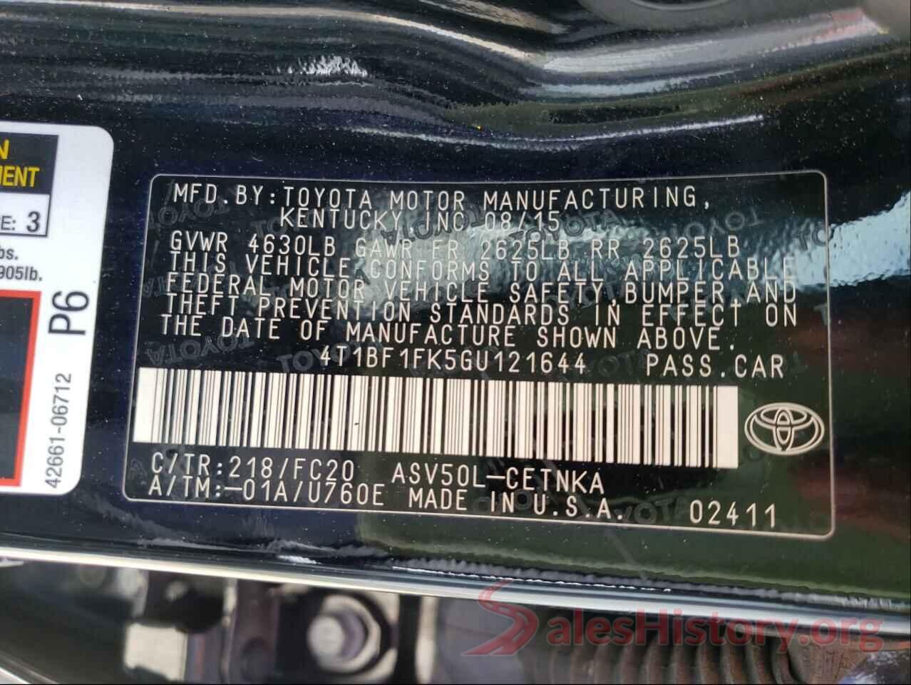 4T1BF1FK5GU121644 2016 TOYOTA CAMRY