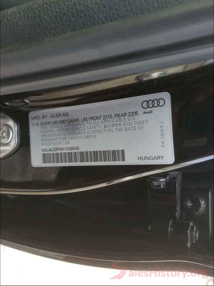 WAUAUGFFXH1038545 2017 AUDI A3