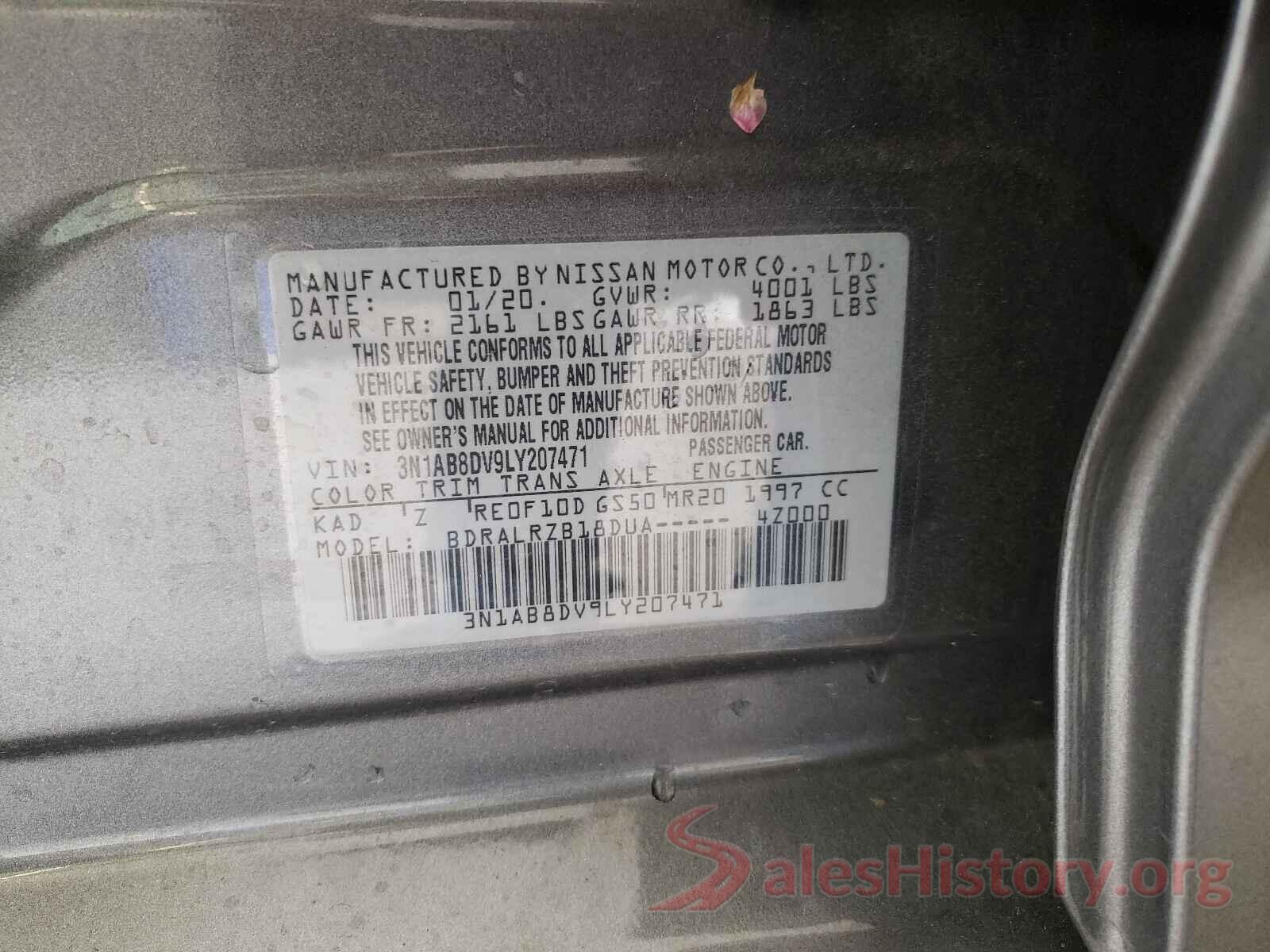 3N1AB8DV9LY207471 2020 NISSAN SENTRA