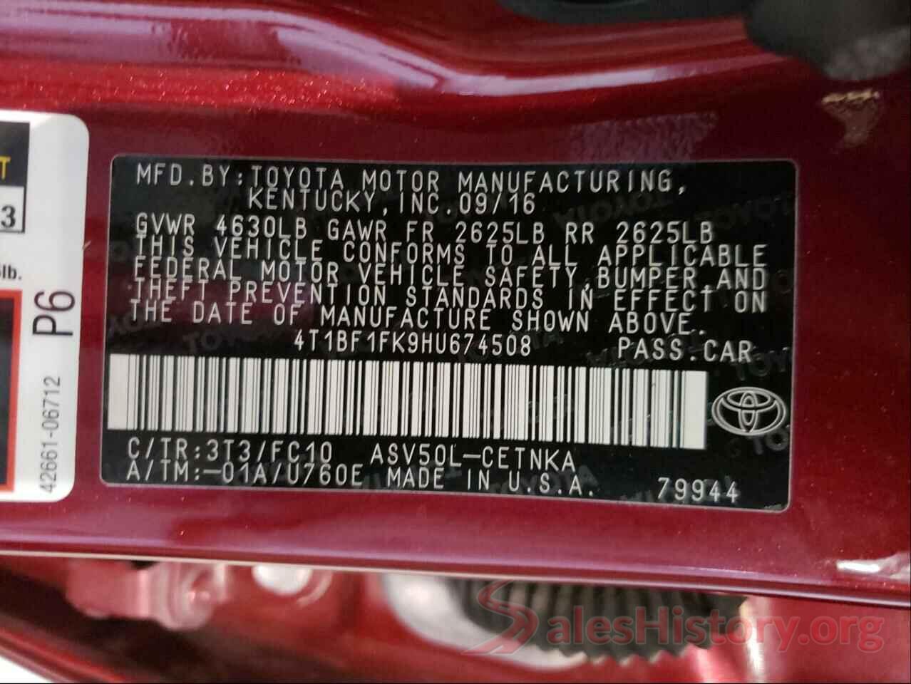 4T1BF1FK9HU674508 2017 TOYOTA CAMRY