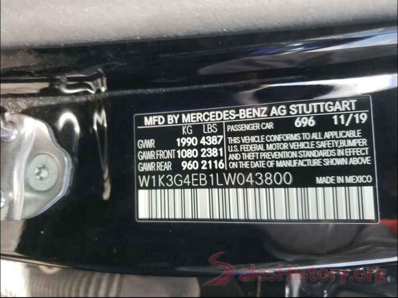 W1K3G4EB1LW043800 2020 MERCEDES-BENZ ALL OTHER