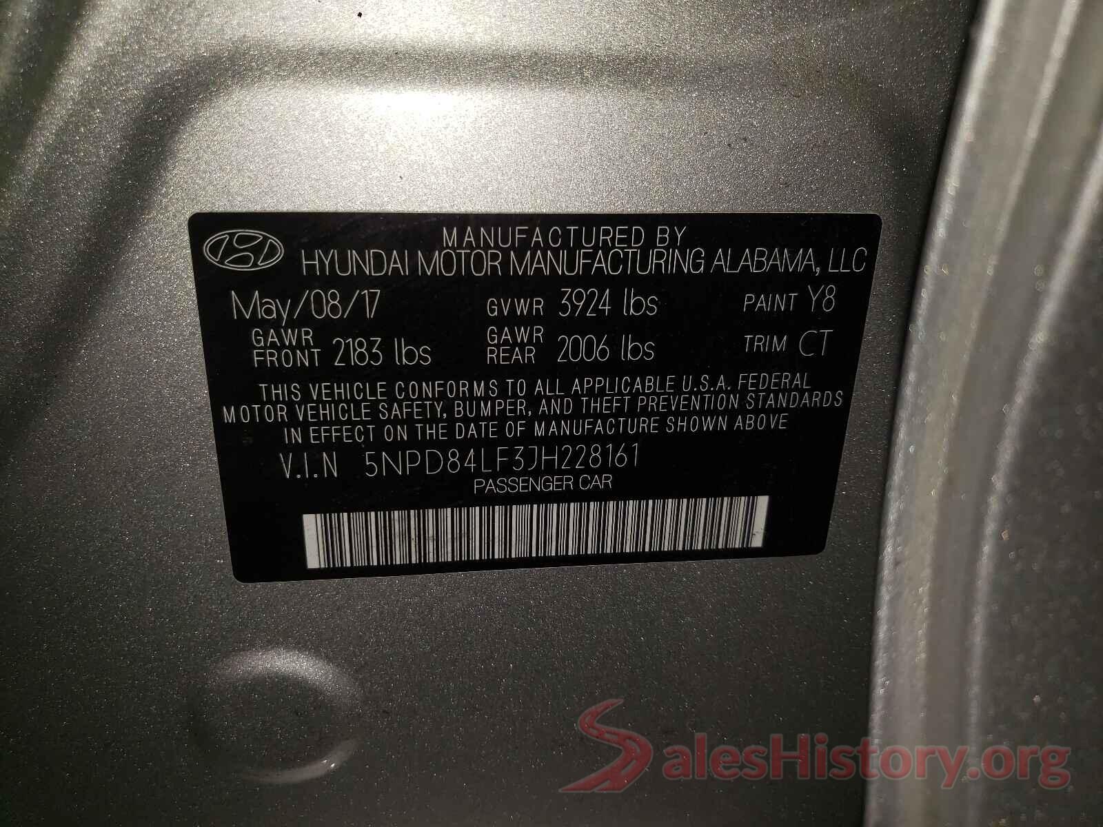 5NPD84LF3JH228161 2018 HYUNDAI ELANTRA