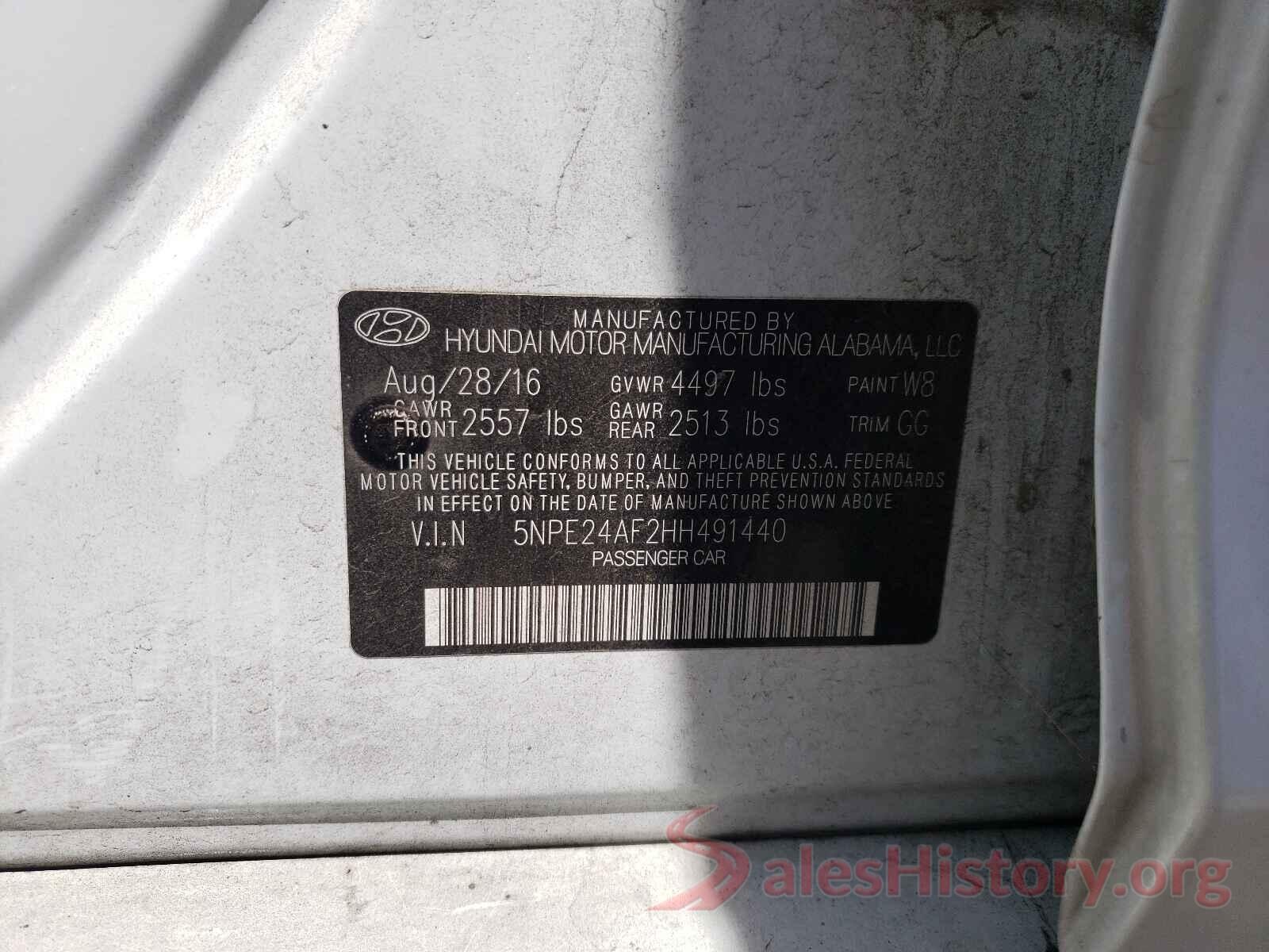 5NPE24AF2HH491440 2017 HYUNDAI SONATA