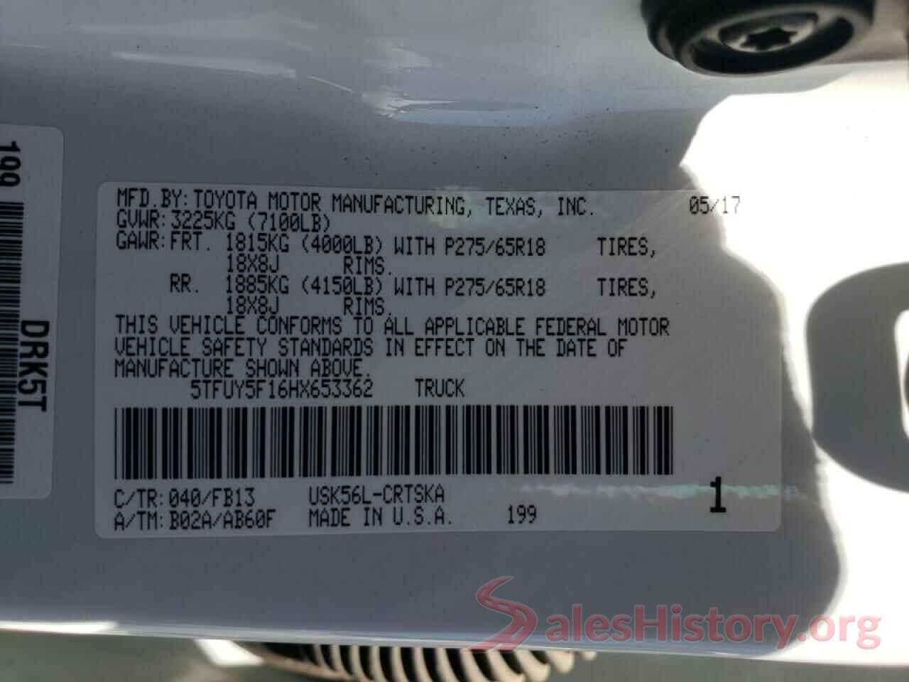 5TFUY5F16HX653362 2017 TOYOTA TUNDRA