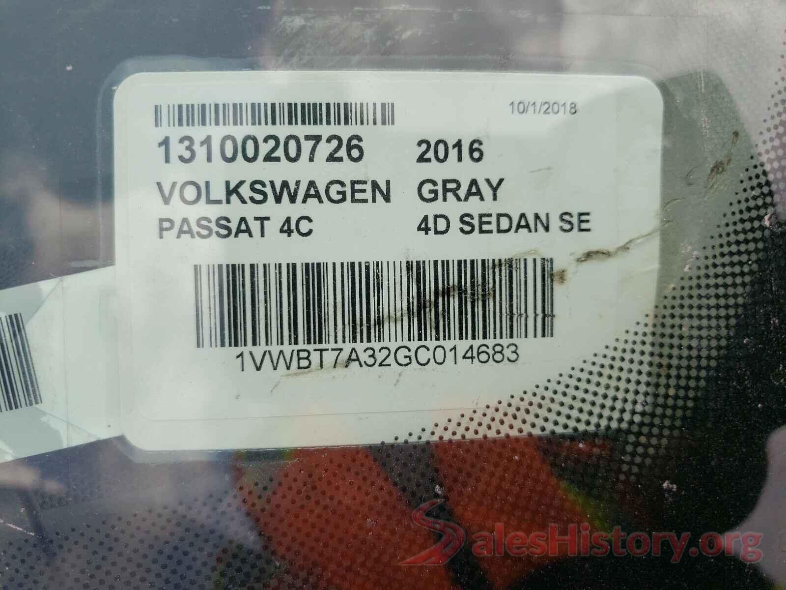 1VWBT7A32GC014683 2016 VOLKSWAGEN PASSAT