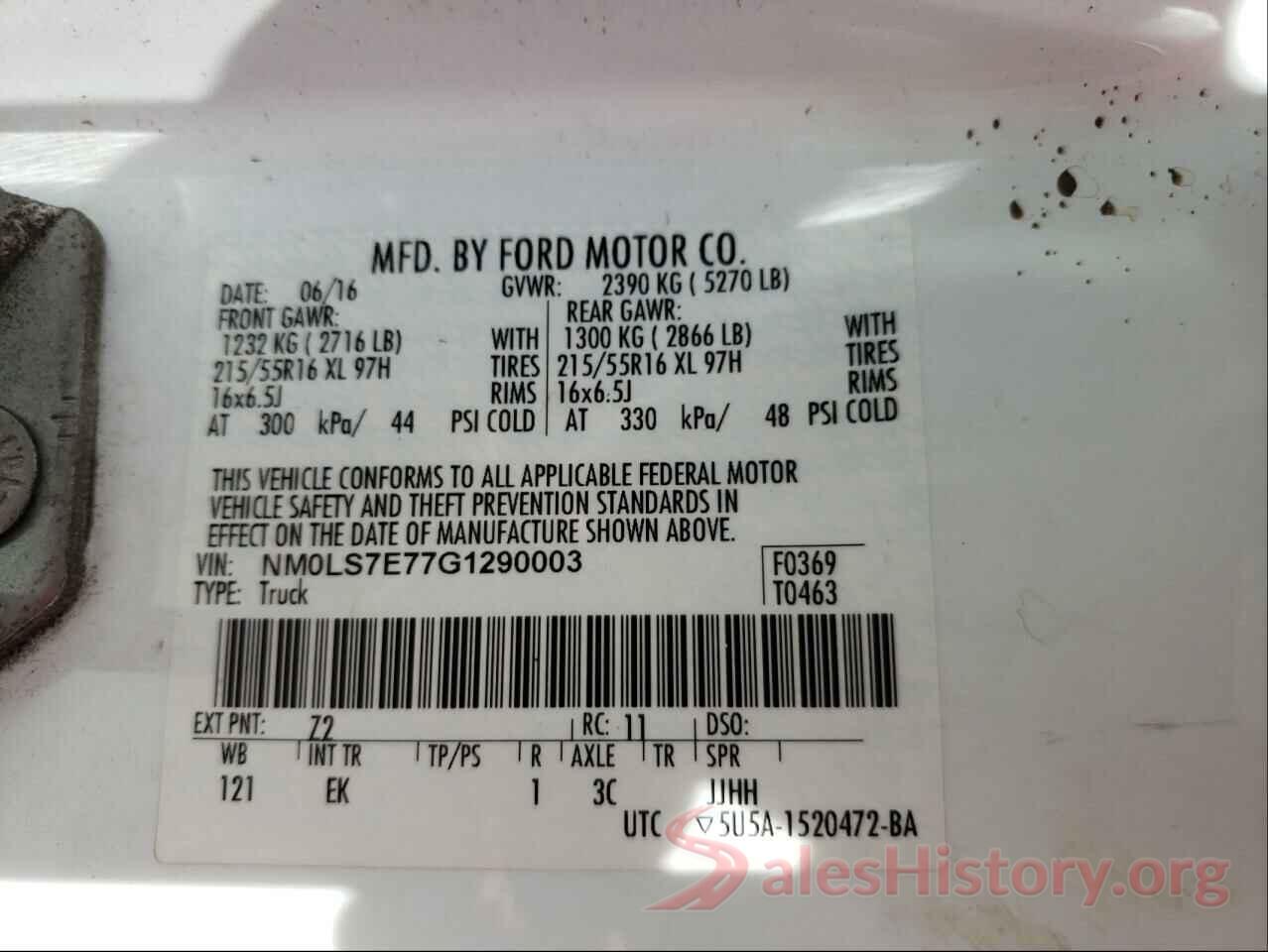 NM0LS7E77G1290003 2016 FORD TRANSIT CO