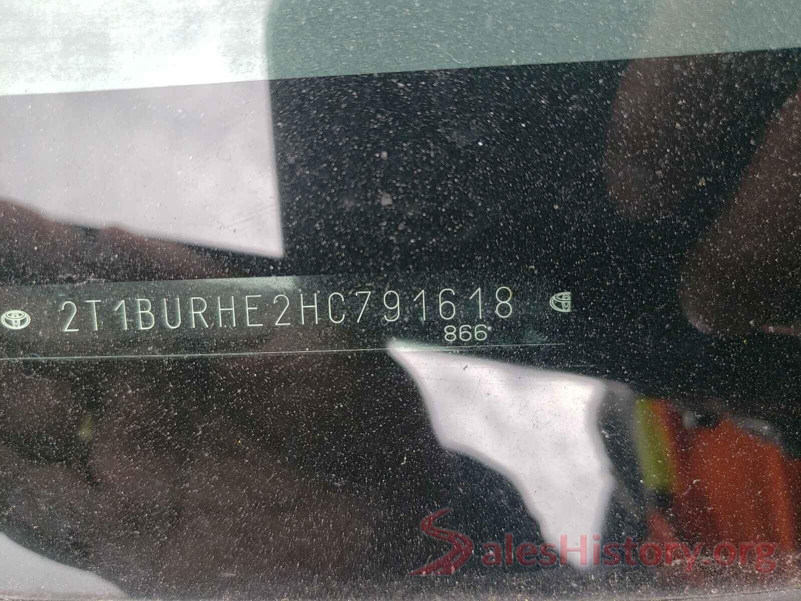 2T1BURHE2HC791618 2017 TOYOTA COROLLA