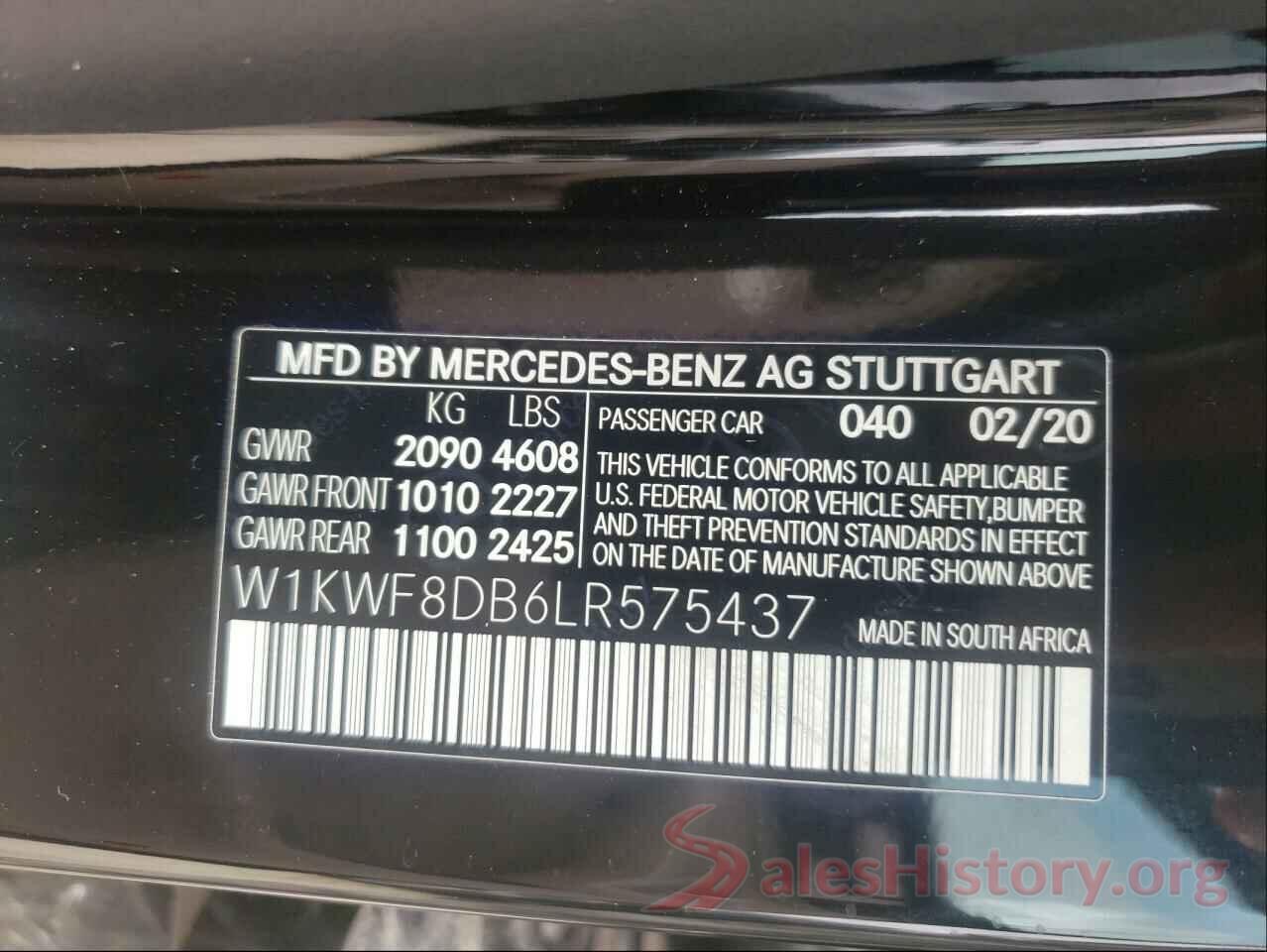 W1KWF8DB6LR575437 2020 MERCEDES-BENZ C-CLASS