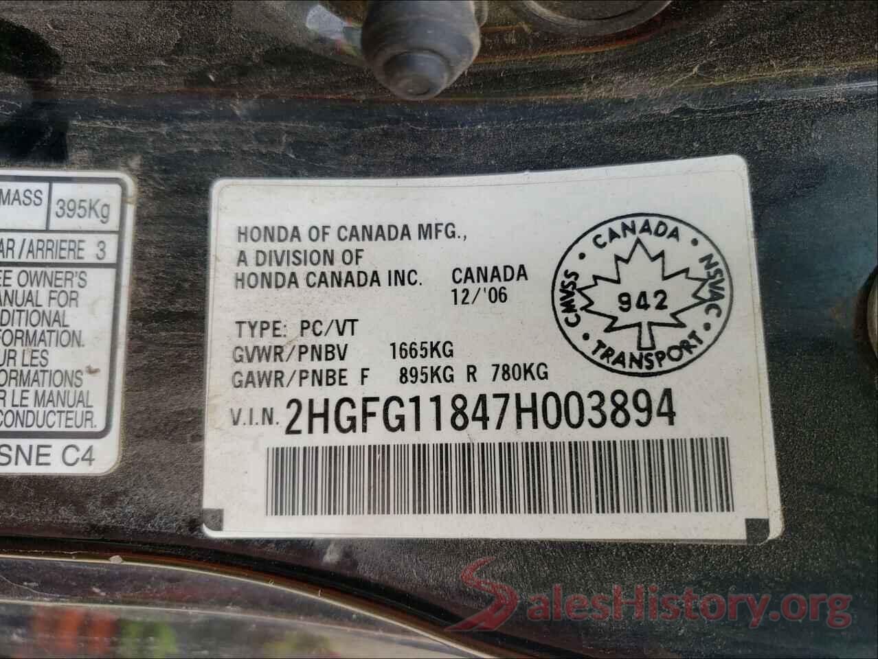 2HGFG11847H003894 2021 HONDA CIVIC