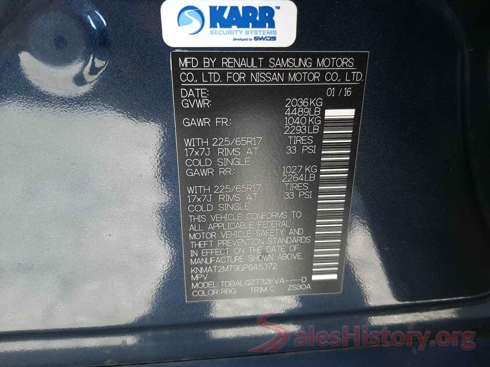 KNMAT2MT9GP645372 2016 NISSAN ROGUE