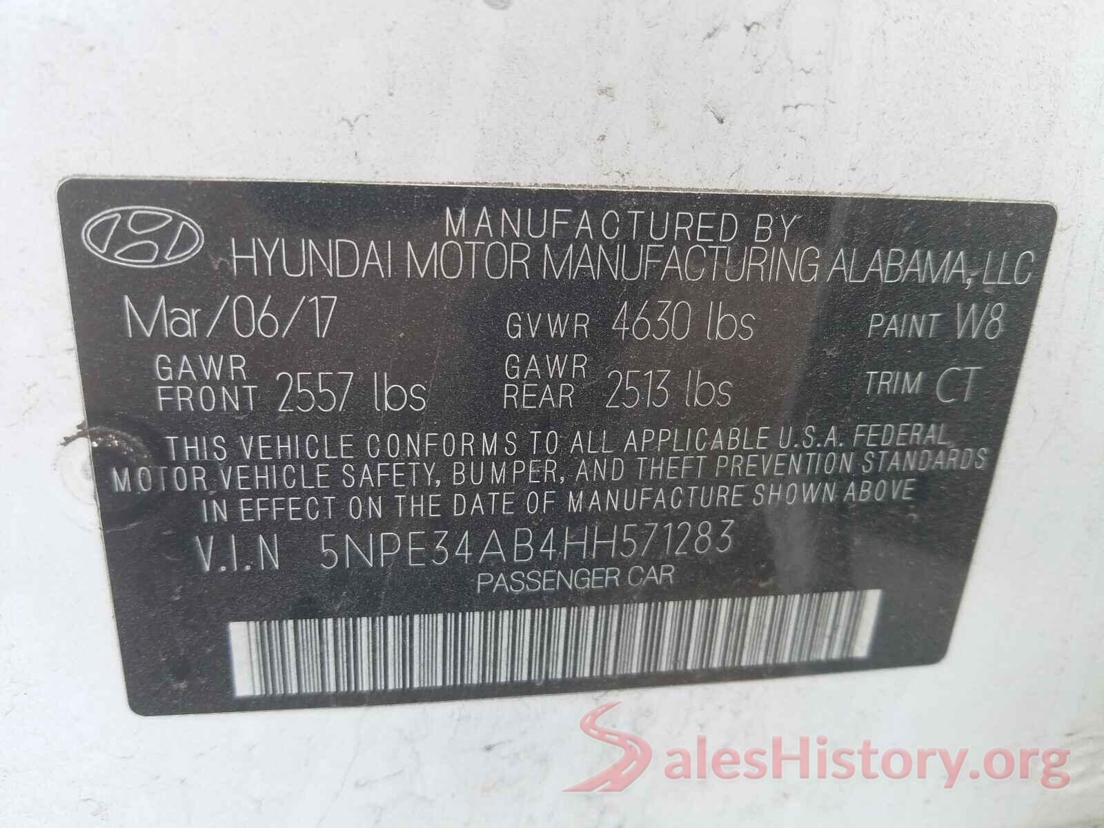 5NPE34AB4HH571283 2017 HYUNDAI SONATA