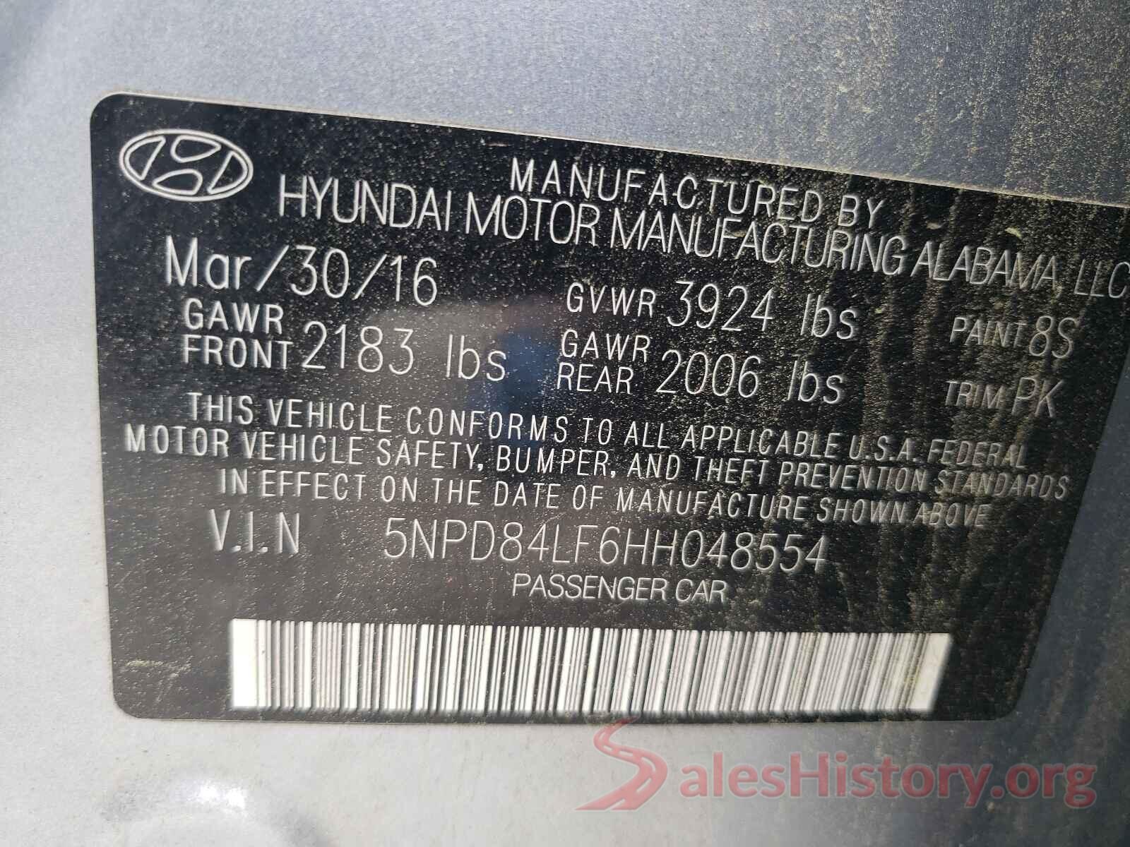 5NPD84LF6HH048554 2017 HYUNDAI ELANTRA