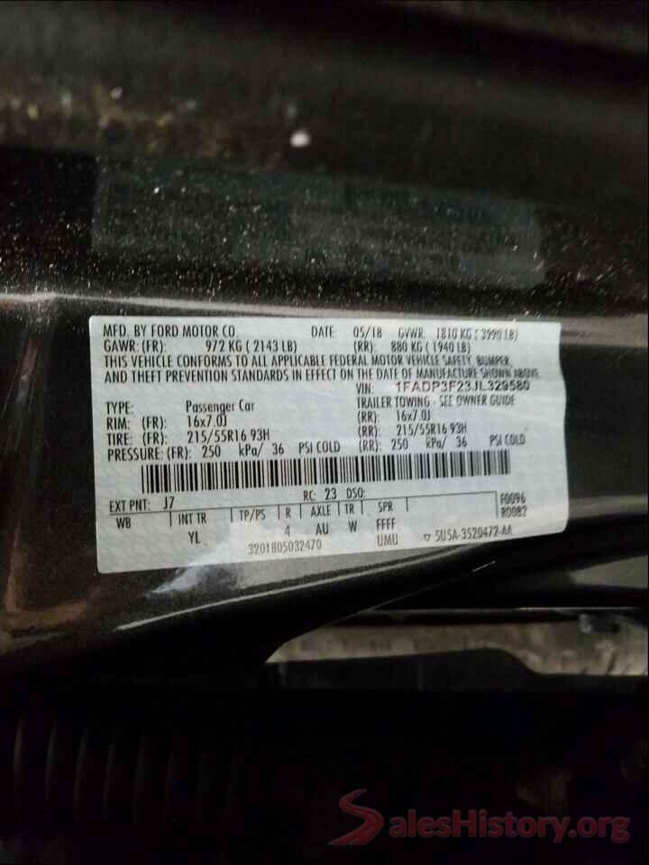 1FADP3F23JL329580 2018 FORD FOCUS