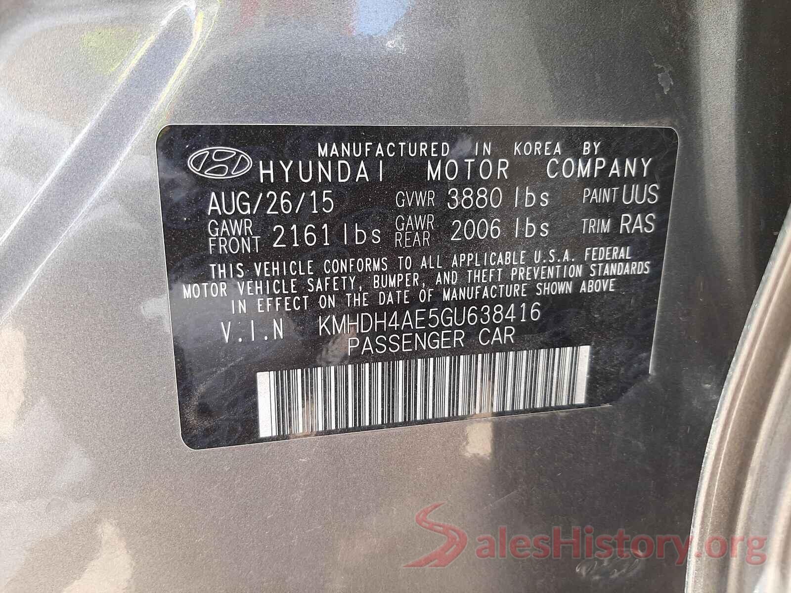 KMHDH4AE5GU638416 2016 HYUNDAI ELANTRA