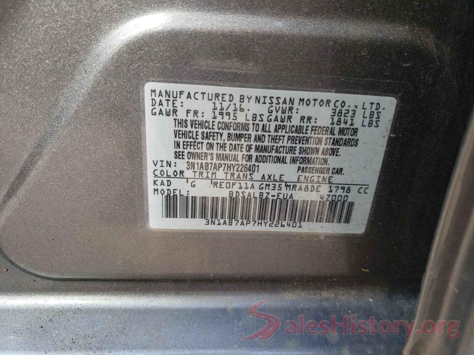 3N1AB7AP7HY226401 2017 NISSAN SENTRA