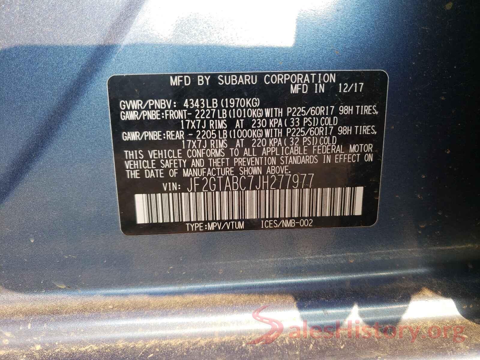 JF2GTABC7JH277977 2018 SUBARU CROSSTREK