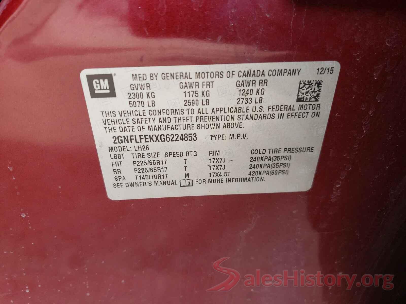 2GNFLFEKXG6224853 2016 CHEVROLET EQUINOX