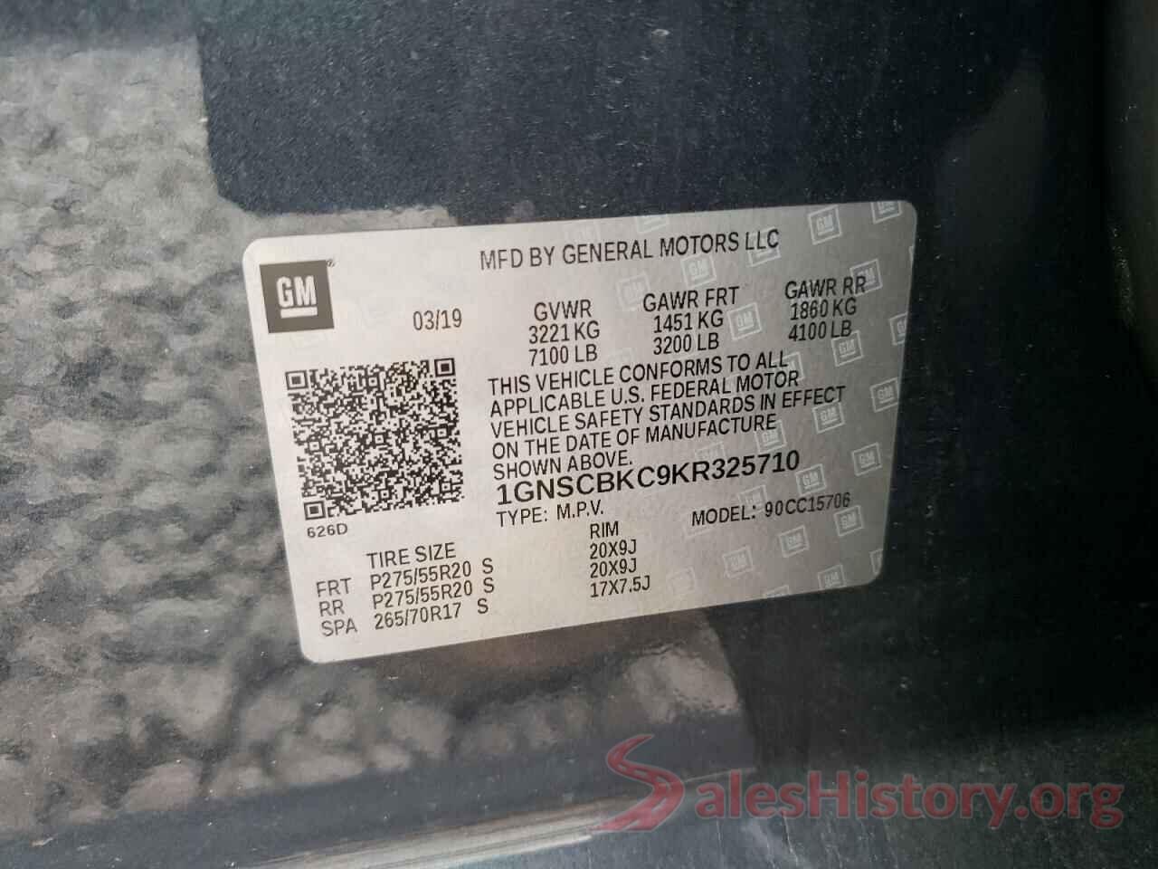 1GNSCBKC9KR325710 2019 CHEVROLET TAHOE