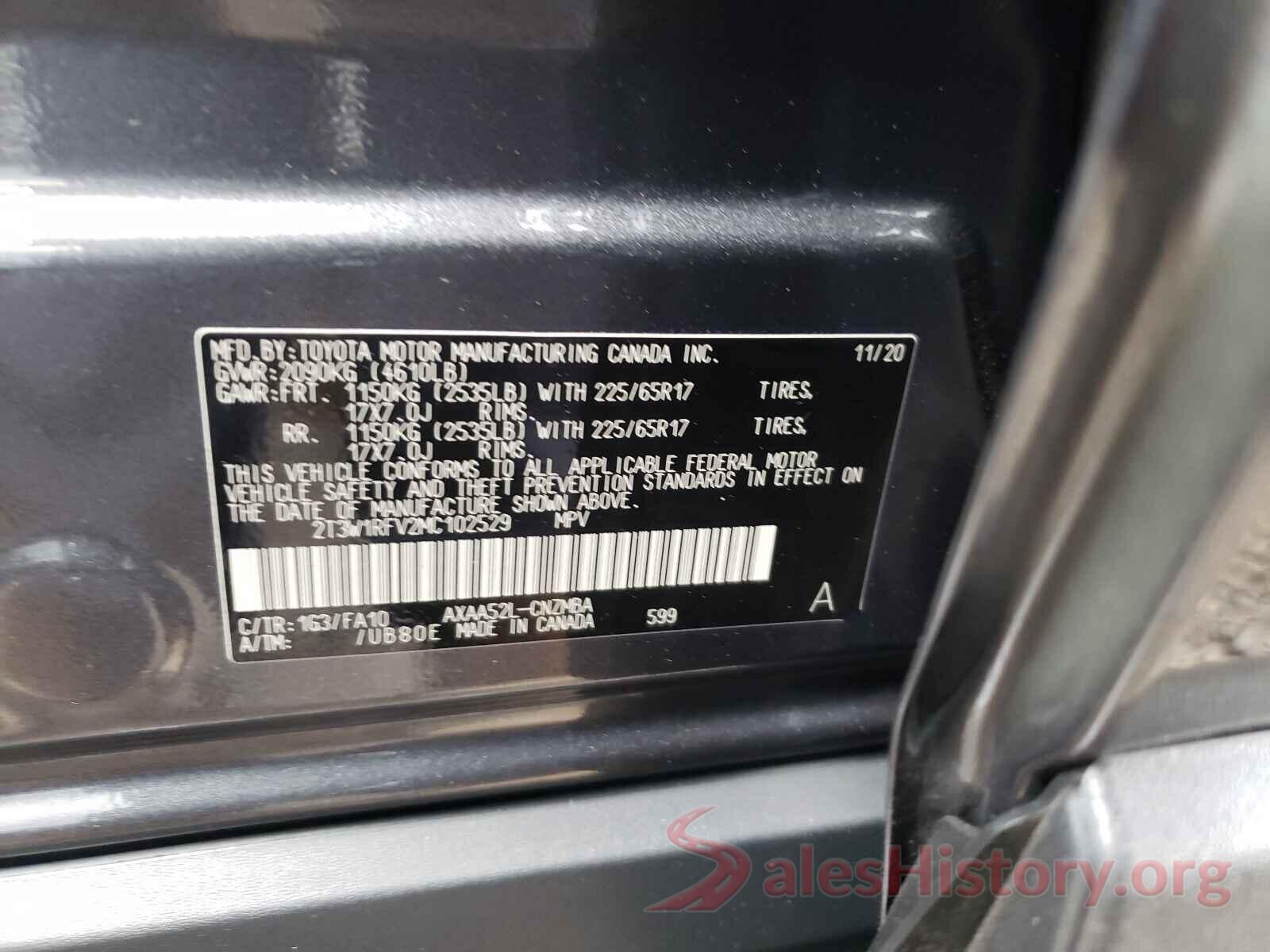 2T3W1RFV2MC102529 2021 TOYOTA RAV4