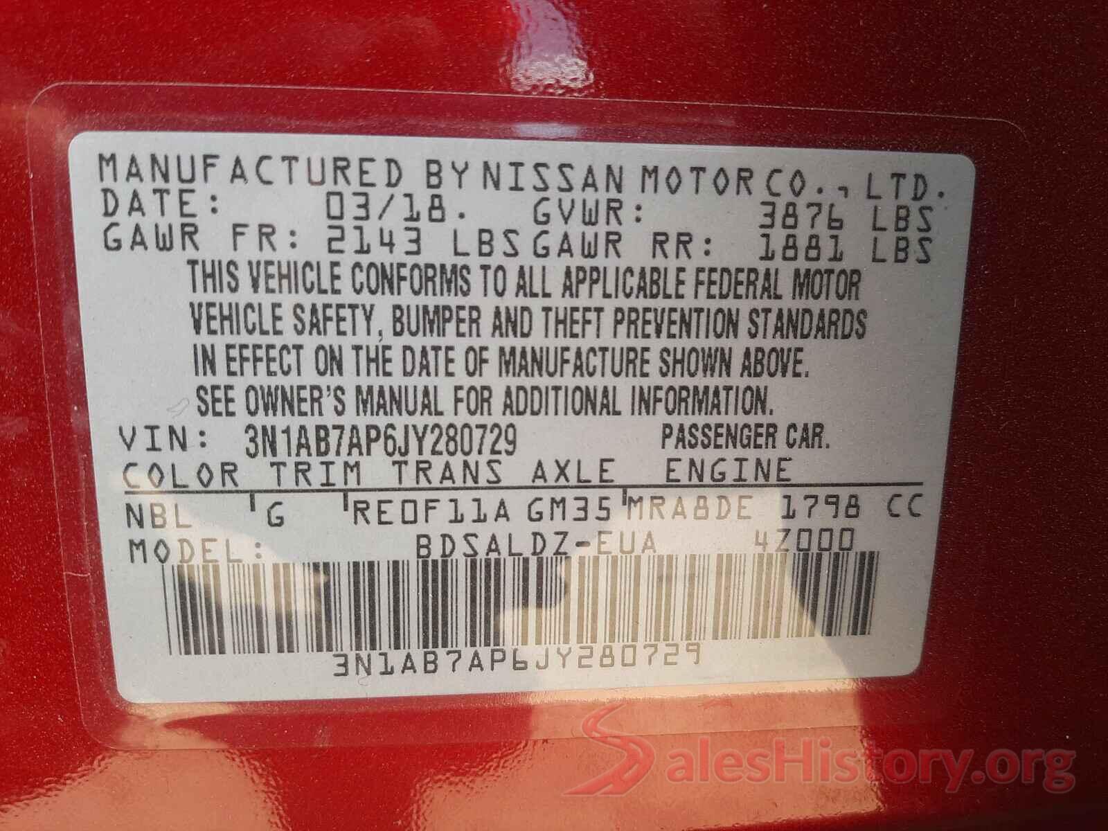 3N1AB7AP6JY280729 2018 NISSAN SENTRA