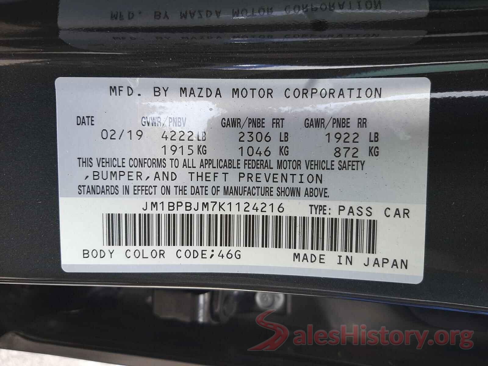 JM1BPBJM7K1124216 2019 MAZDA 3