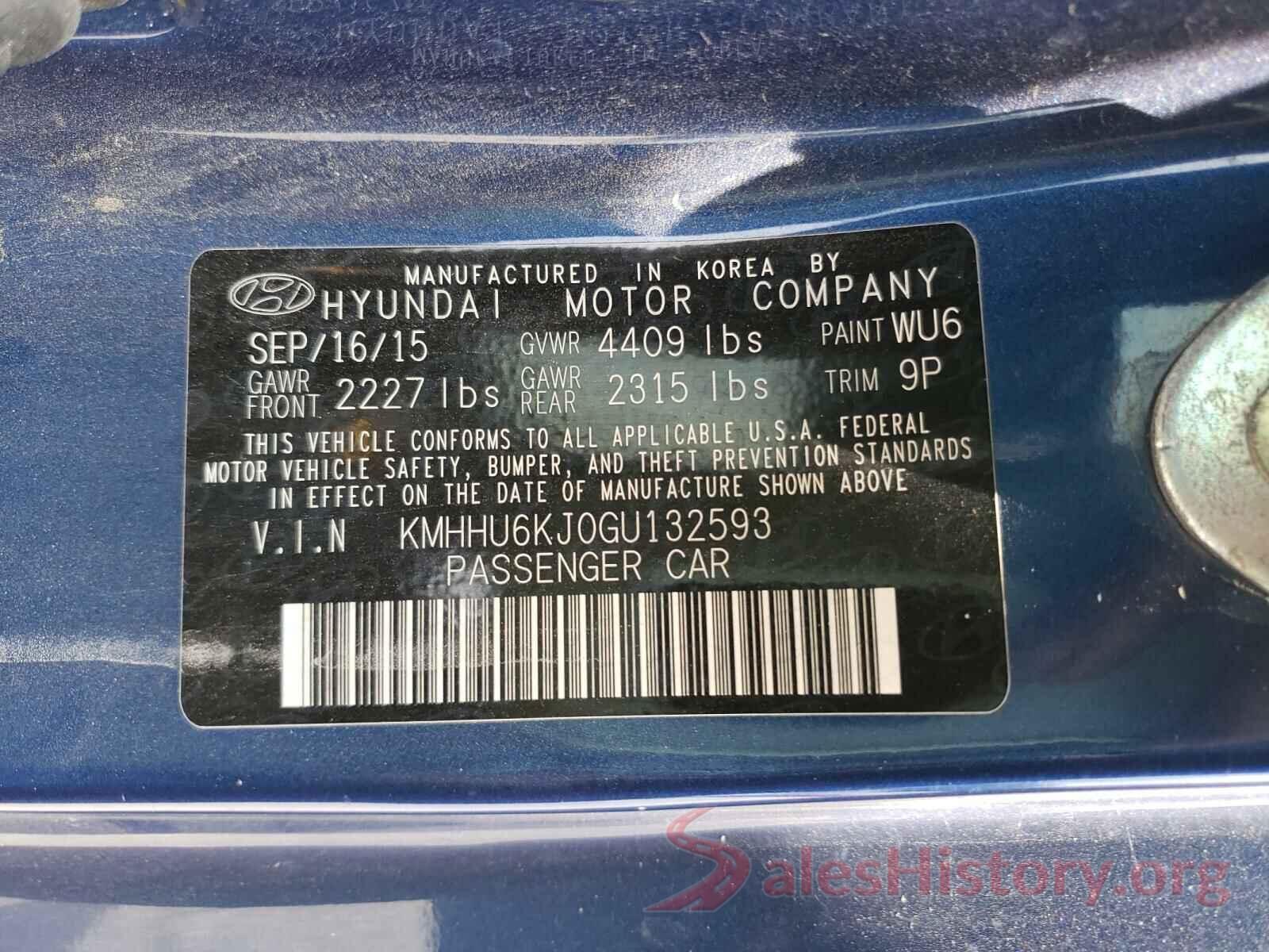 KMHHU6KJ0GU132593 2016 HYUNDAI GENESIS