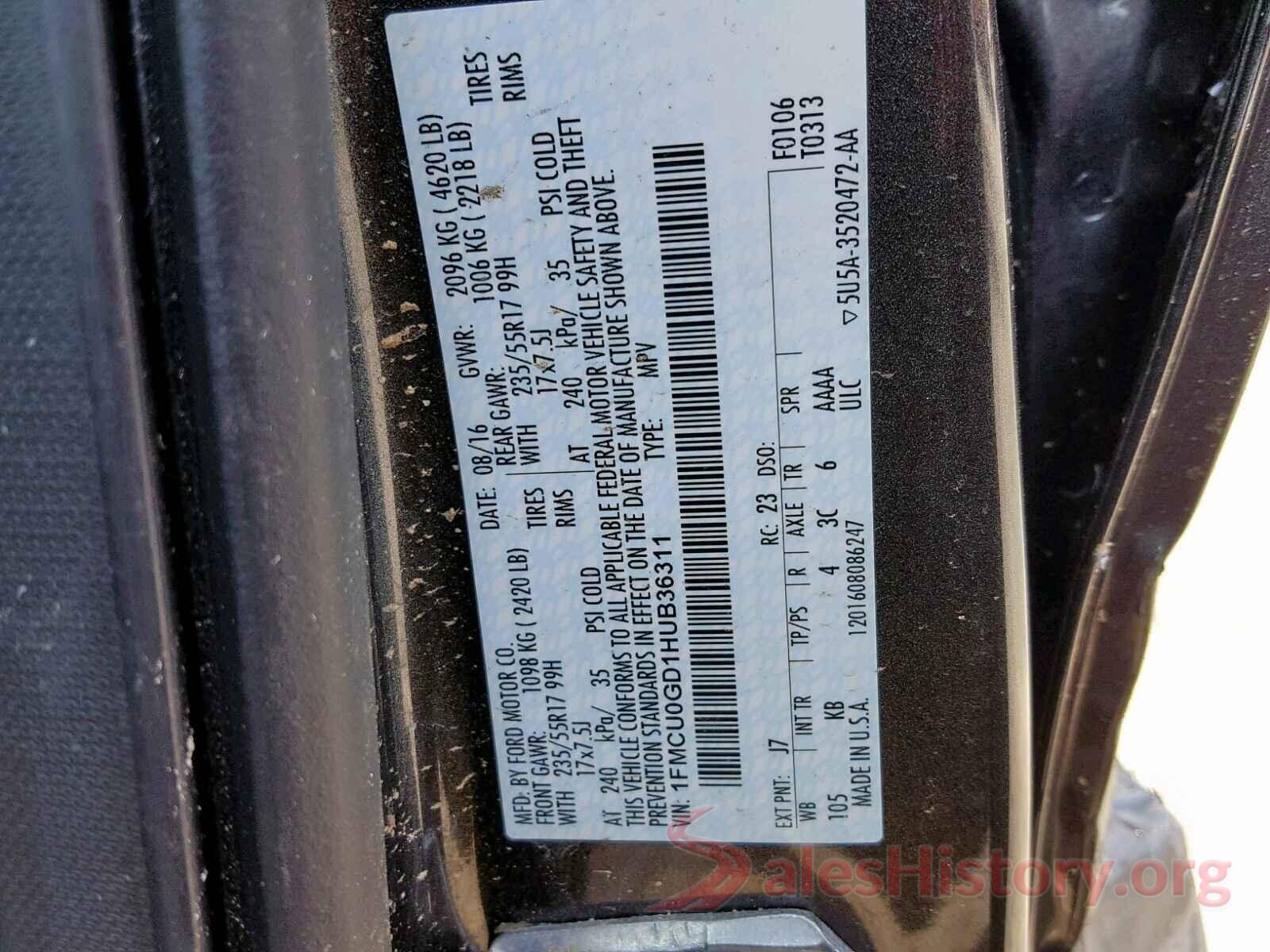 1FMCU0GD1HUB36311 2017 FORD ESCAPE SE