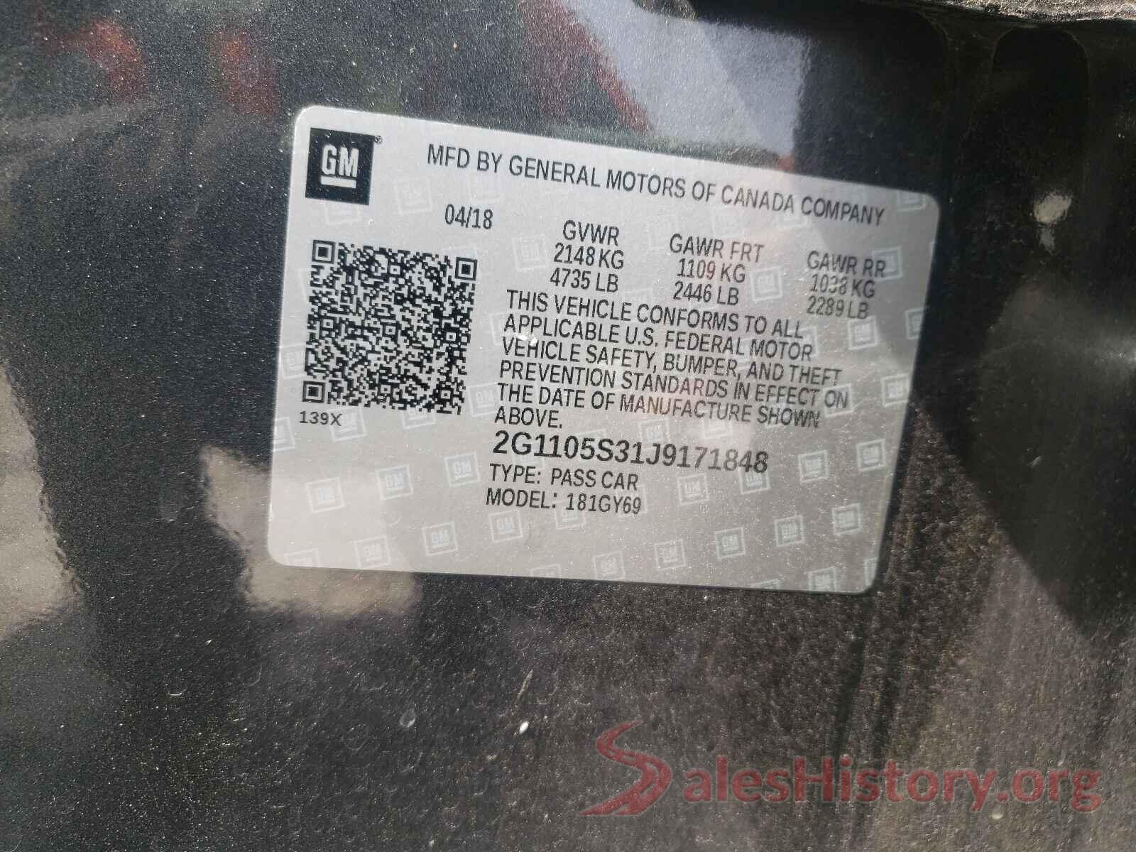 2G1105S31J9171848 2018 CHEVROLET IMPALA