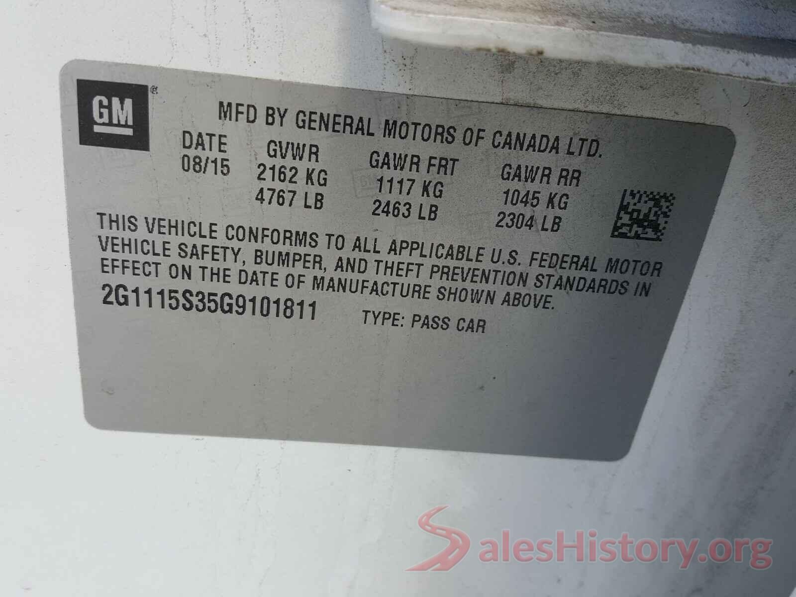 2G1115S35G9101811 2016 CHEVROLET IMPALA