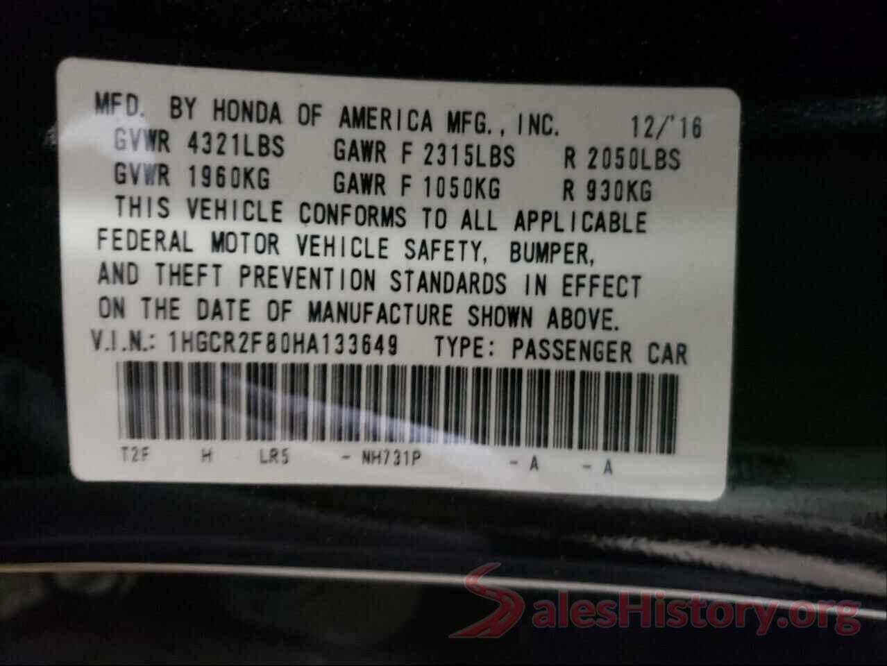 1HGCR2F80HA133649 2017 HONDA ACCORD