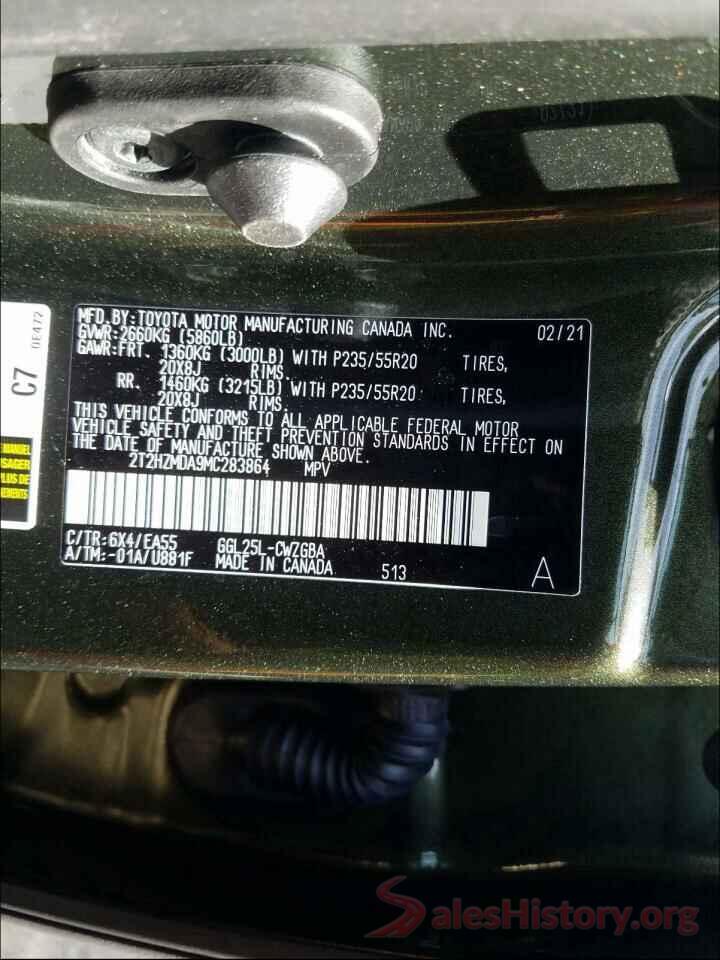 2T2HZMDA9MC283864 2021 LEXUS RX350