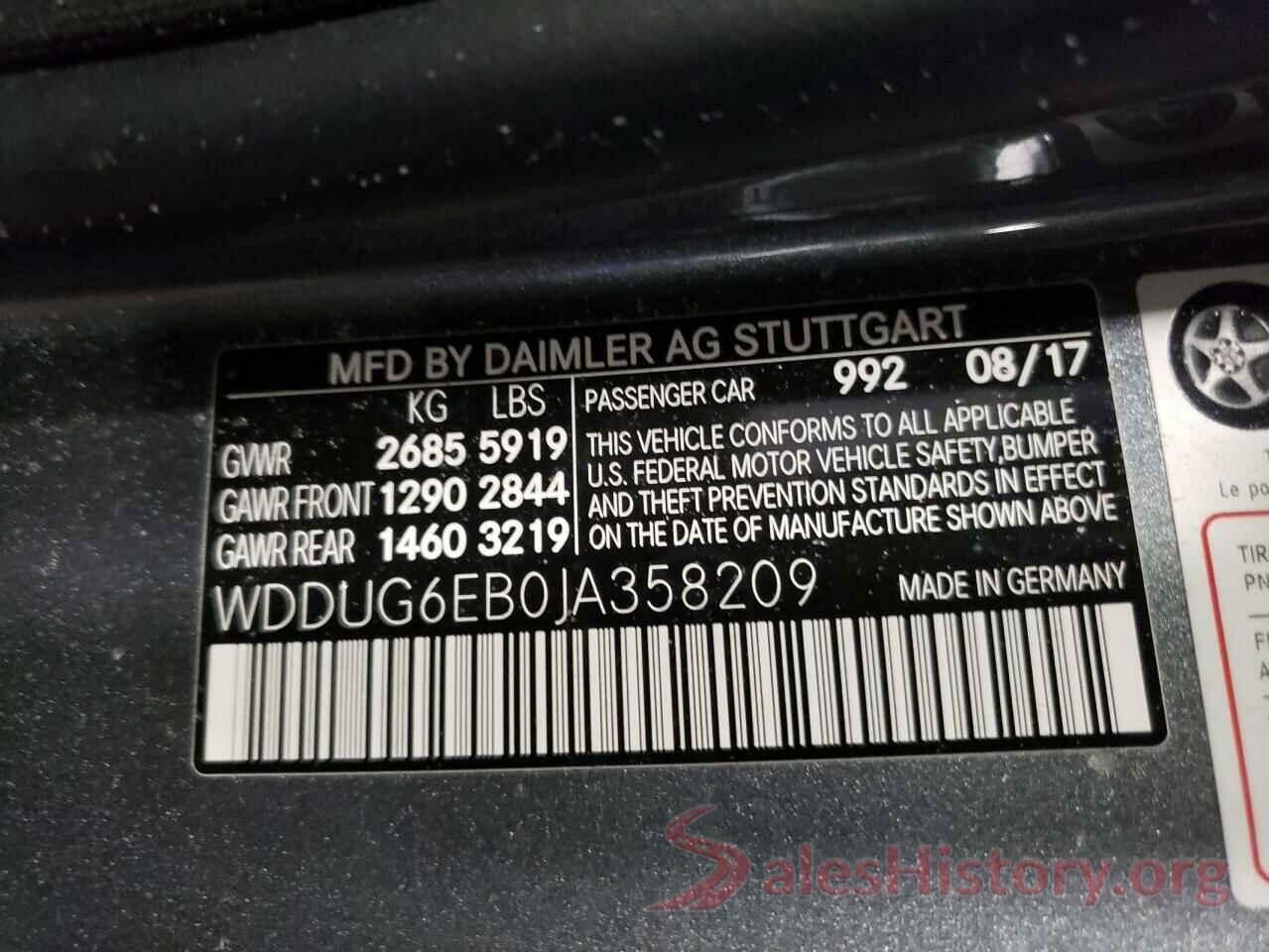 WDDUG6EB0JA358209 2018 MERCEDES-BENZ S-CLASS