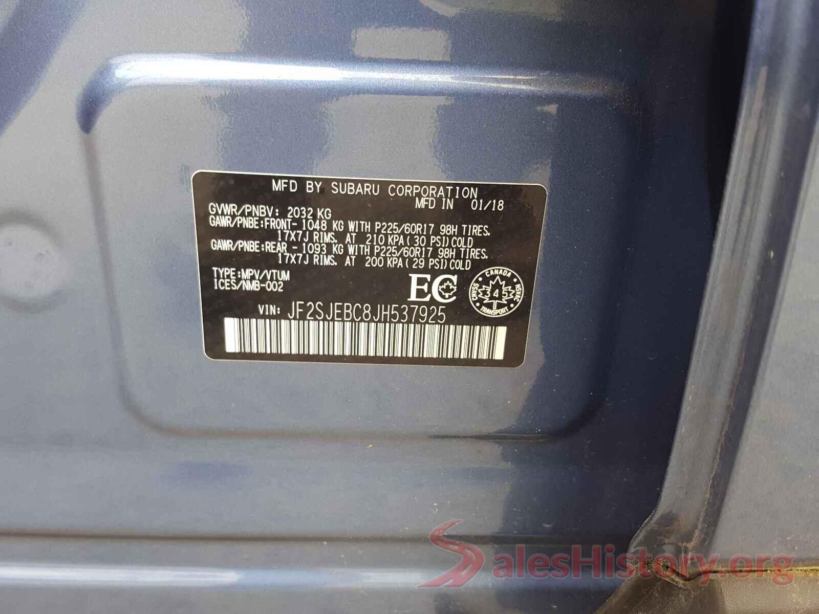 JF2SJEBC8JH537925 2018 SUBARU FORESTER