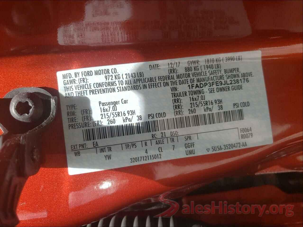 1FADP3FE9JL238176 2018 FORD FOCUS