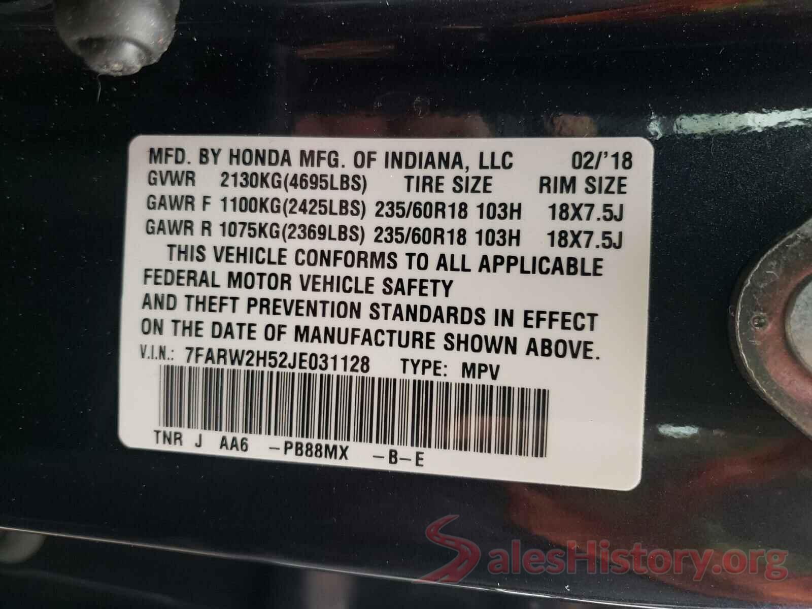 7FARW2H52JE031128 2018 HONDA CRV