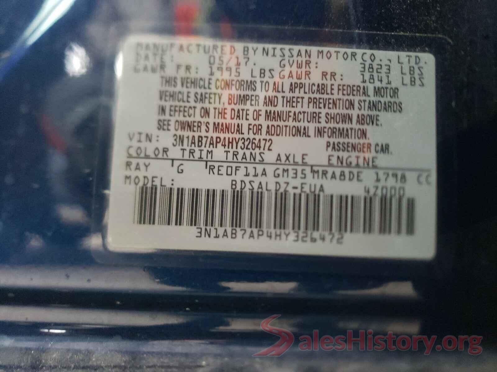 3N1AB7AP4HY326472 2017 NISSAN SENTRA