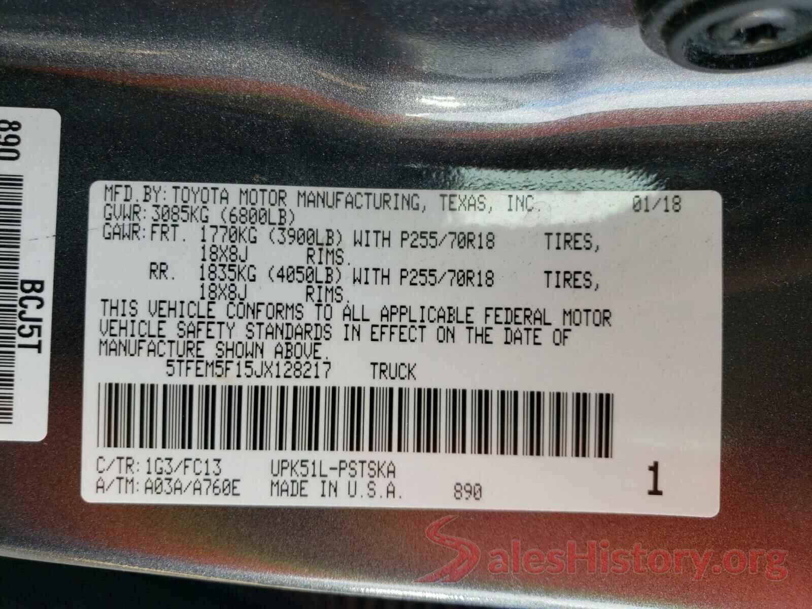 5TFEM5F15JX128217 2018 TOYOTA TUNDRA