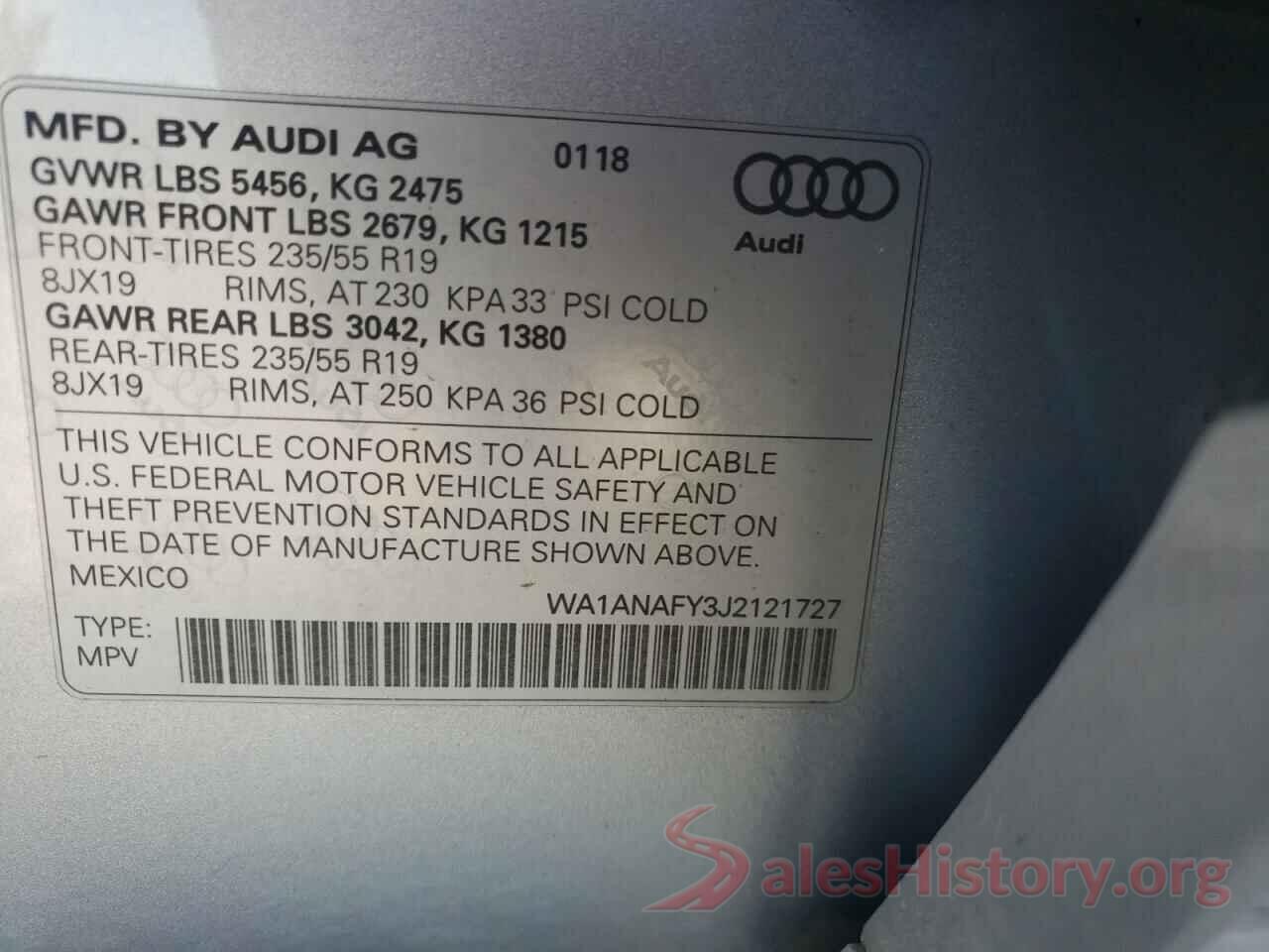 WA1ANAFY3J2121727 2018 AUDI Q5